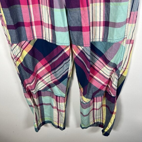BDG Women's Multicolor Plaid Elastic Drawstring Cropped Pants Small Boho Artsy - Picture 4 of 11